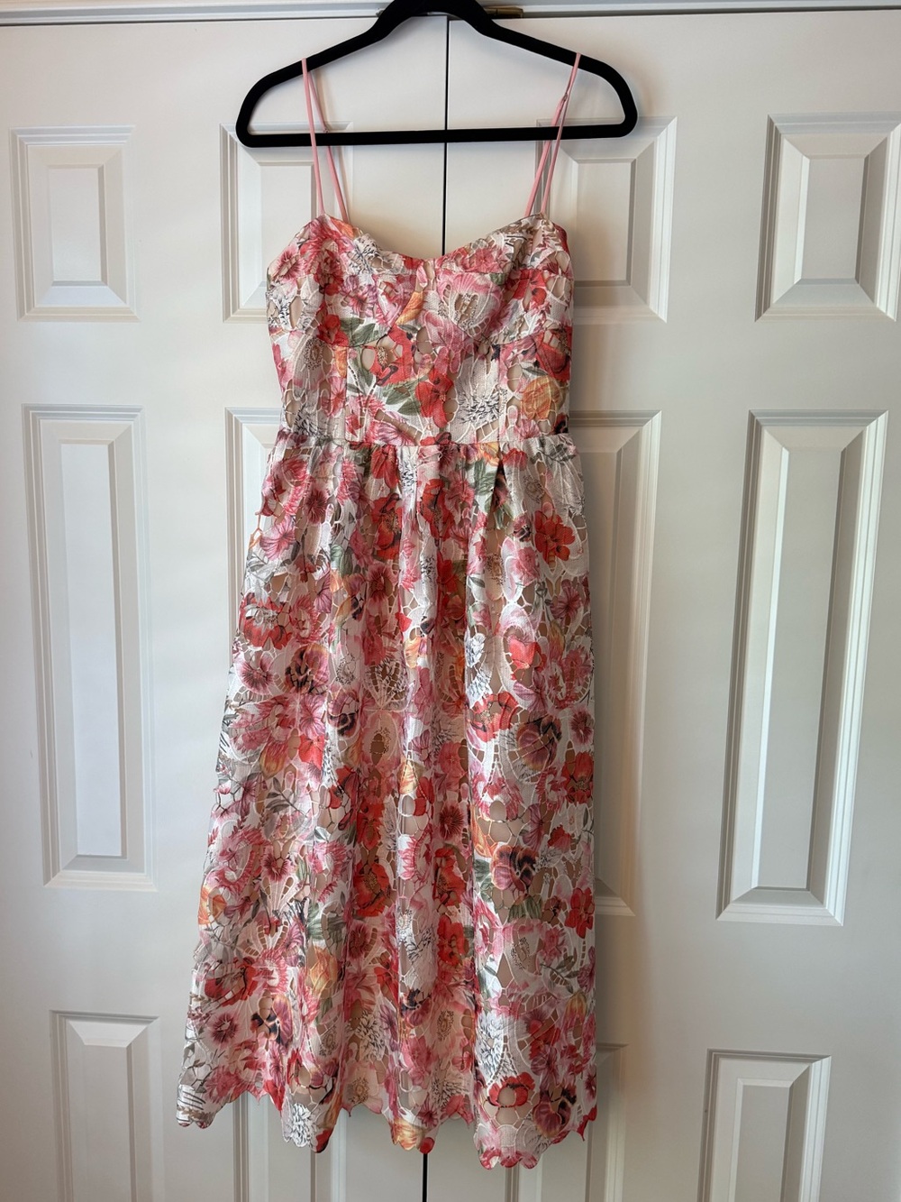 Chelsea28 pink floral print lace midi sundress